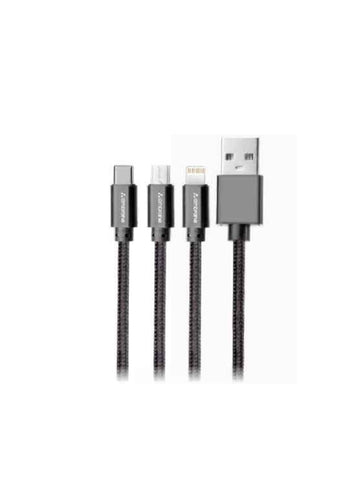 Ambrane3 in 1 Cable (Micro Type C/ IPhone) ( 1.25 M )TRIO-11