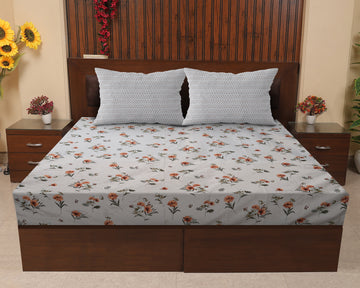 Leben Tree Micro Fabric with Cotton Feel Bedsheet Double Bed with 2 Pillow Covers